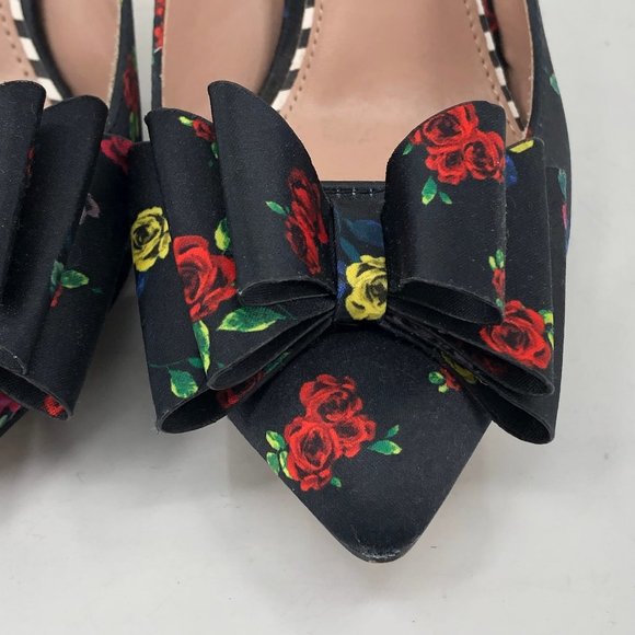 Betsey Johnson Black & Red Floral Stiletto Heels | Perfect For Any Occasion - Picture 6 of 9
